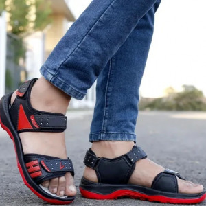 MRS Men Black Red Sports Sandals