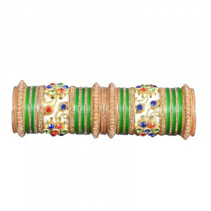 Alloy Diamond Gold-Plated Chudas Green flowers