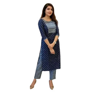 Women Printed Viscose Rayon Straight Kurta-1