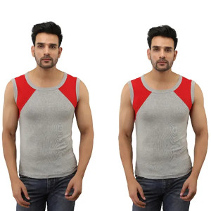Grey-Grey Color Blocked Sleeveless Vests- SF2