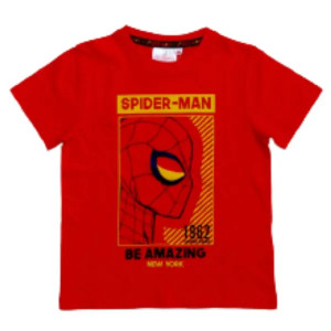 SOS-Spiderman Printed Red Cotton T-Shirt