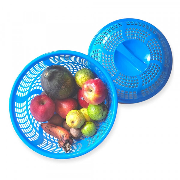 Fruit and Vegetable Storage Basket with Net Cover, Plastic Fruit Basket